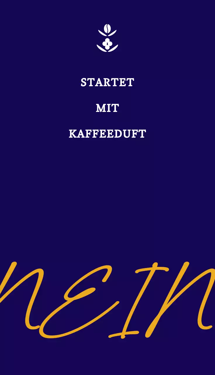 Elegantes Café-Design mit weiß-gelbem, bohnenförmigem Symbol-Logo