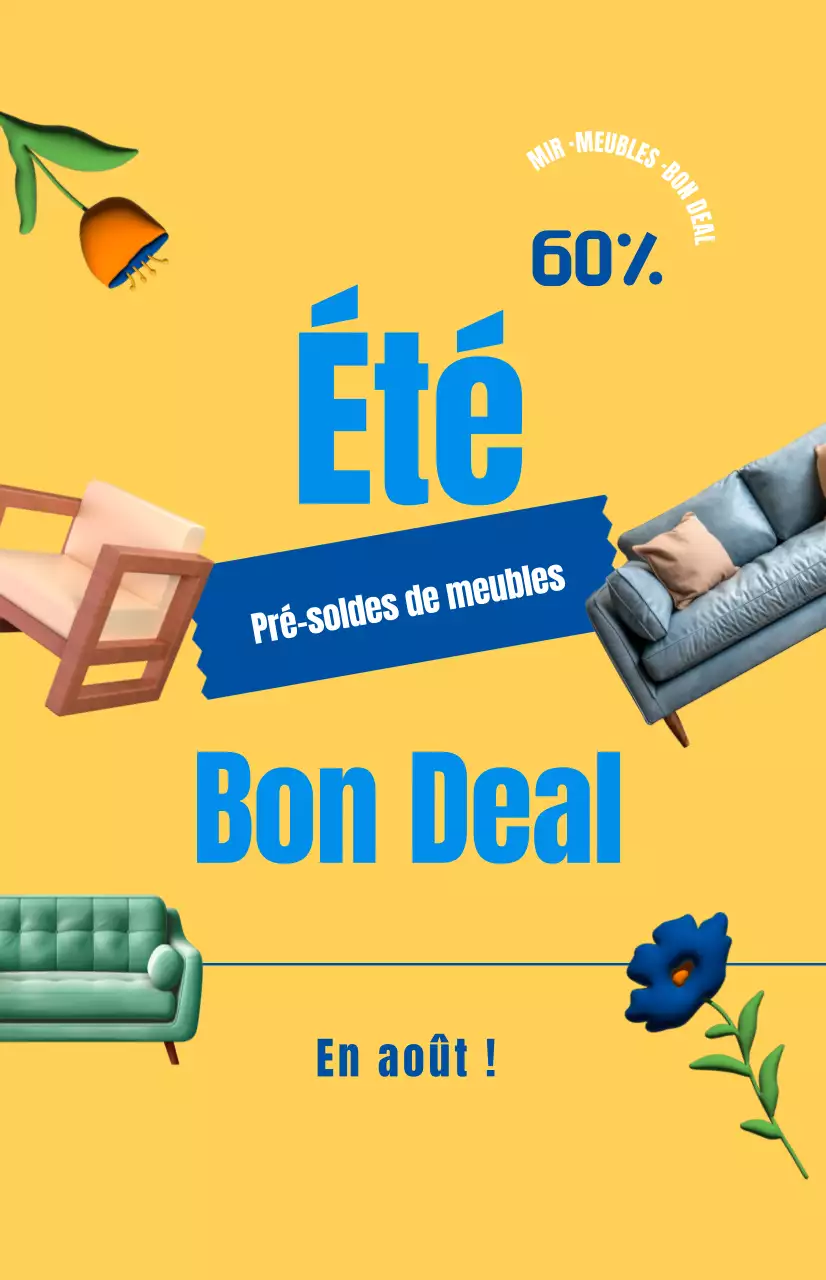 Promouvoir une vente de meubles sur fond jaune