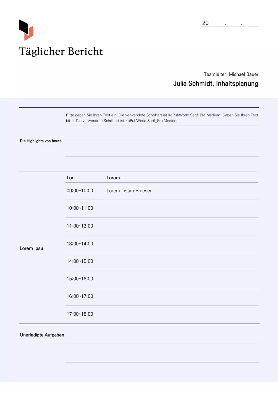 Saubere, weiß-beigefarbene tägliche Aufgabenberichte