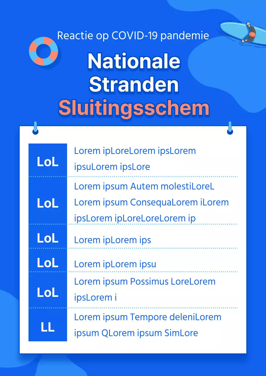 Nette zomerplanning voor strandopening met blauwe oceaanillustraties