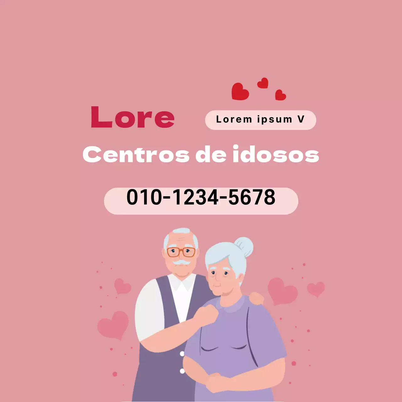 Ilustração cor-de-rosa para promover um centro de idosos