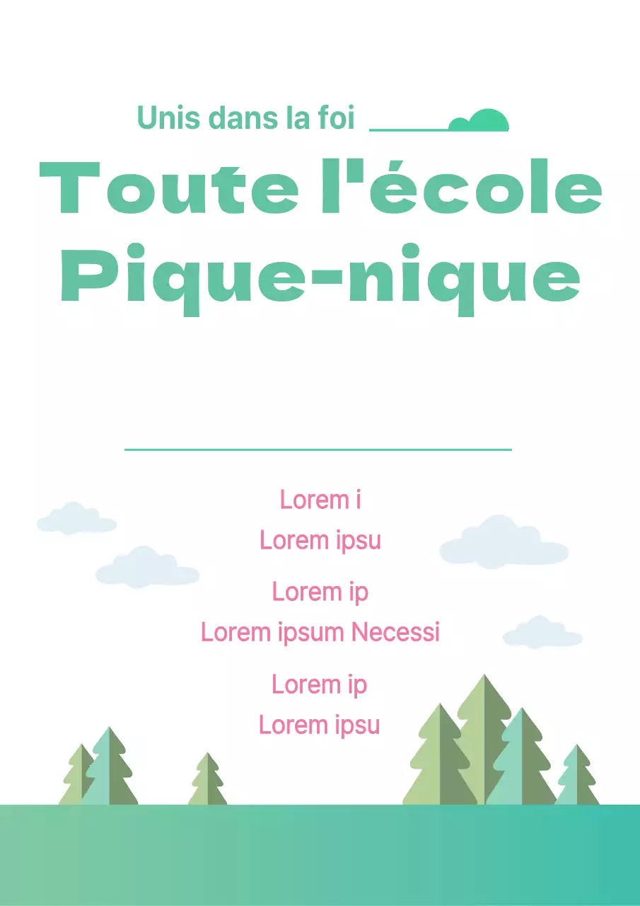 Annonce simple d'une journée sportive d'entreprise et d'une promotion avec illustration d'un arbre vert