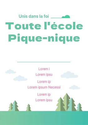 Annonce simple d'une journée sportive d'entreprise et d'une promotion avec illustration d'un arbre vert