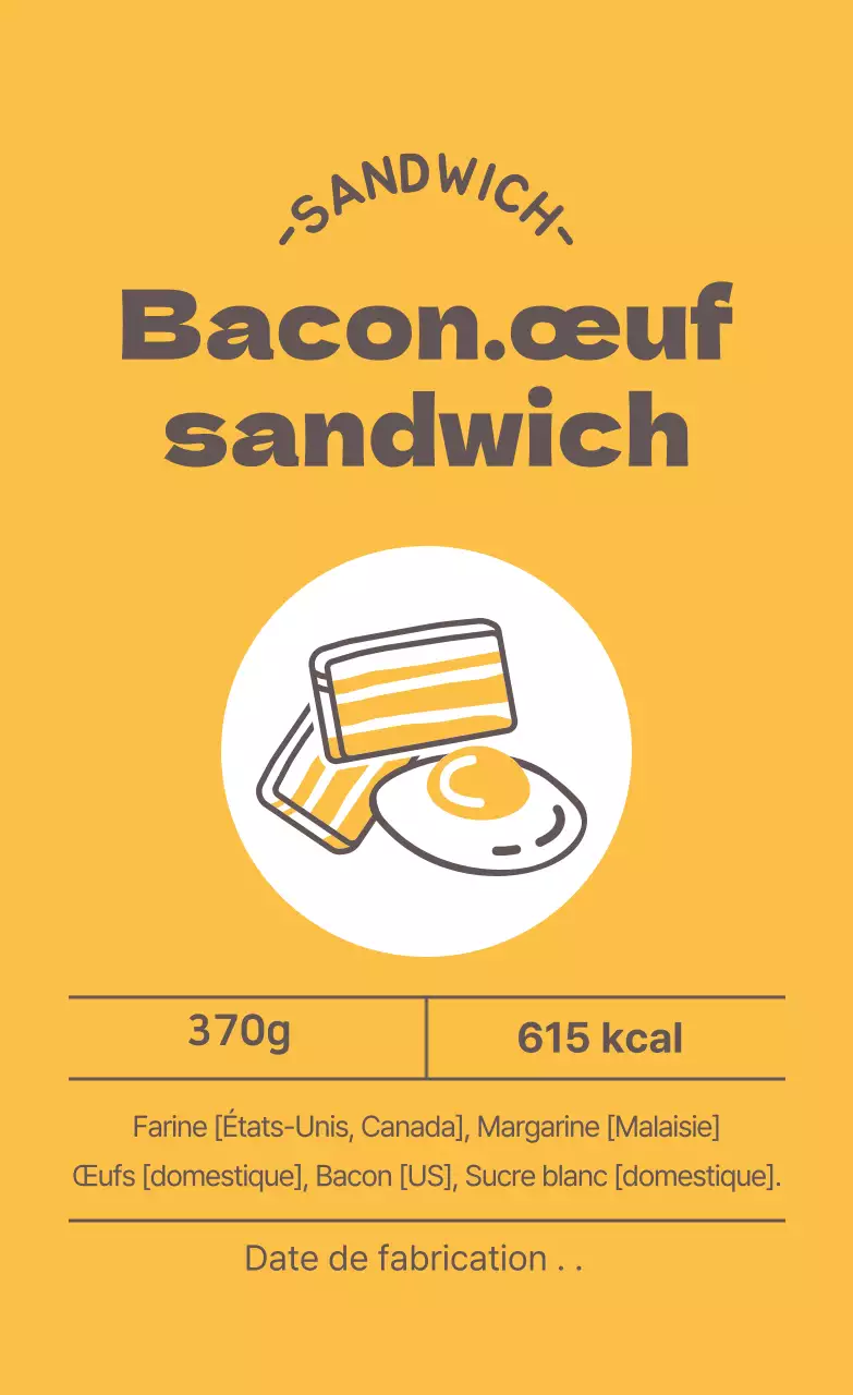 Étiquette sandwich illustrée jaune