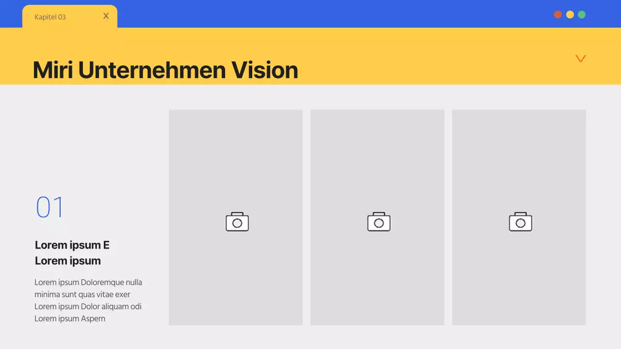Ein einfacher blauer und gelber Firmenbriefkopf