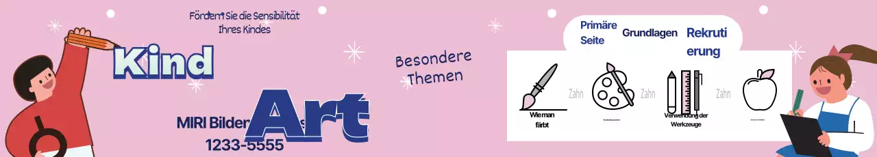 Rosa blau Illustration niedlich Kunstschule Anzeige