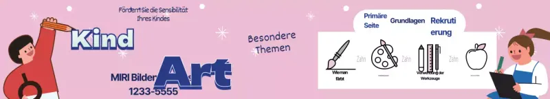 Rosa blau Illustration niedlich Kunstschule Anzeige