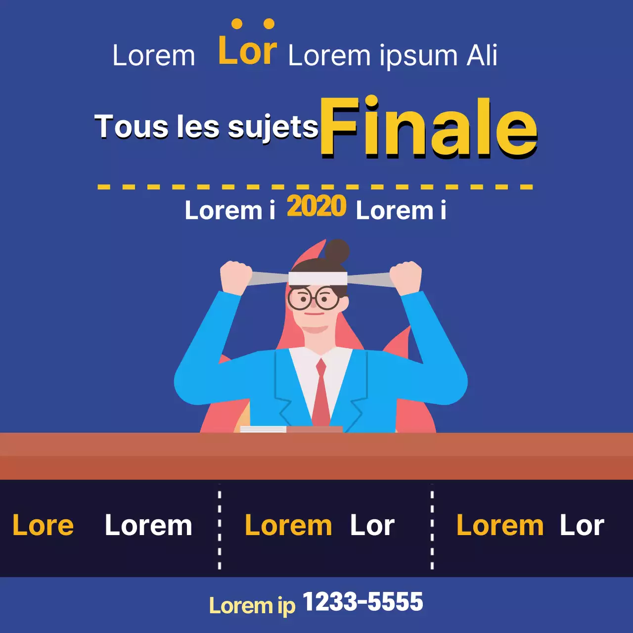 Illustration bleue, publicité pour une école