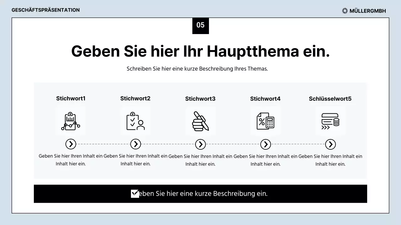 Saubere Geschäftsberichte in Hellblau und Schwarz