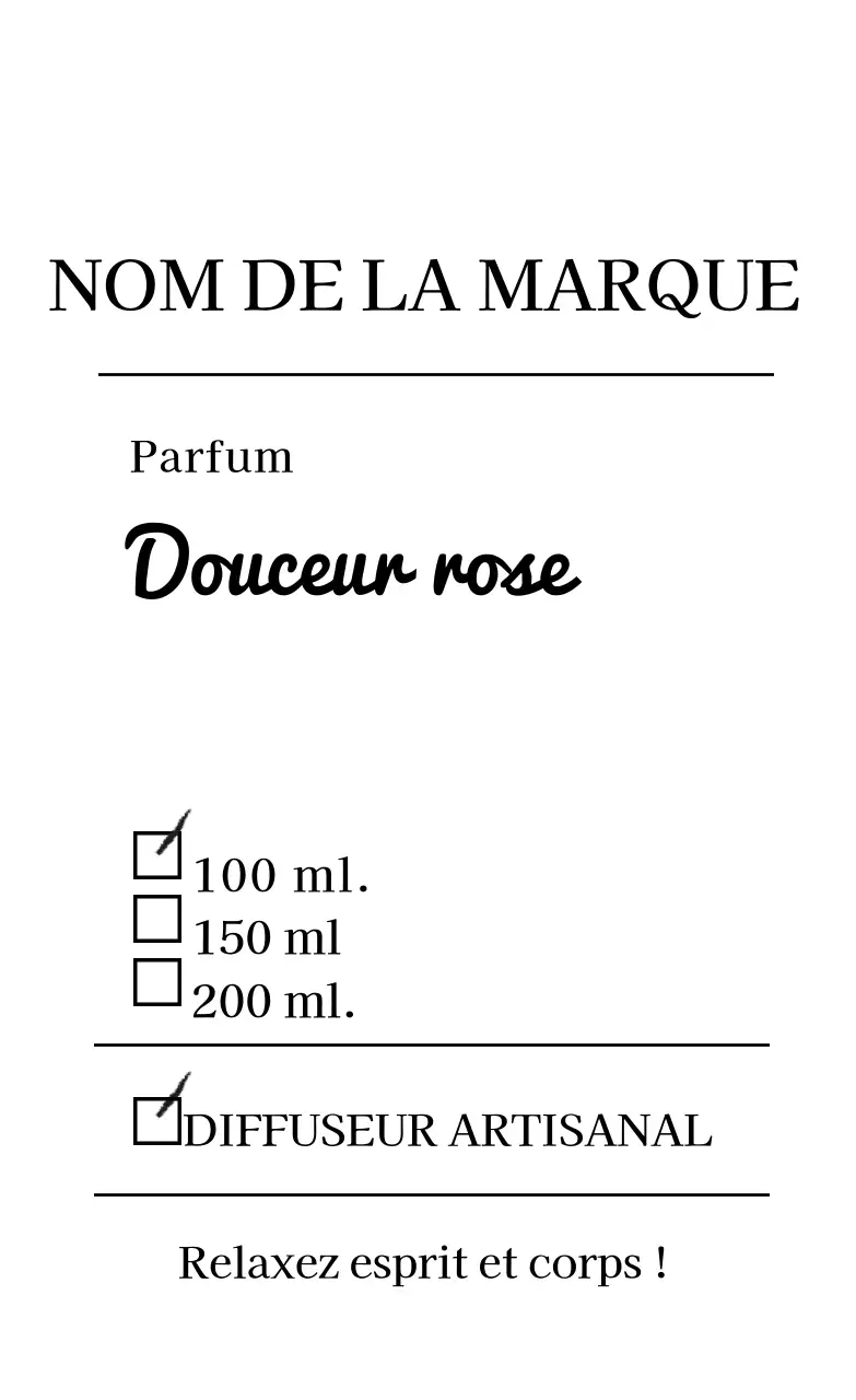 Autocollant pour l'étiquette du diffuseur