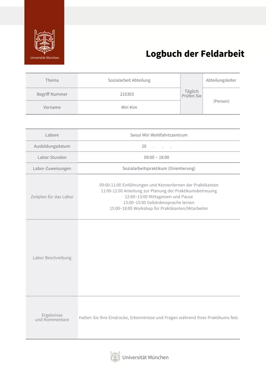 Grauer roter Punkt Dokumentation Universität Student Fieldwork Logbuch