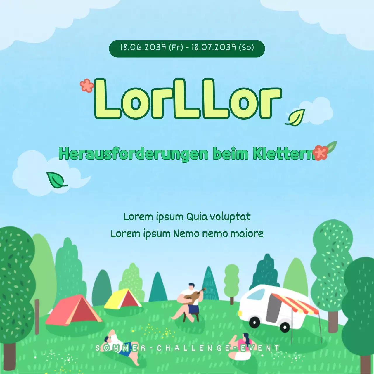 Über die niedliche illustrierte Reise-Challenge-Veranstaltung