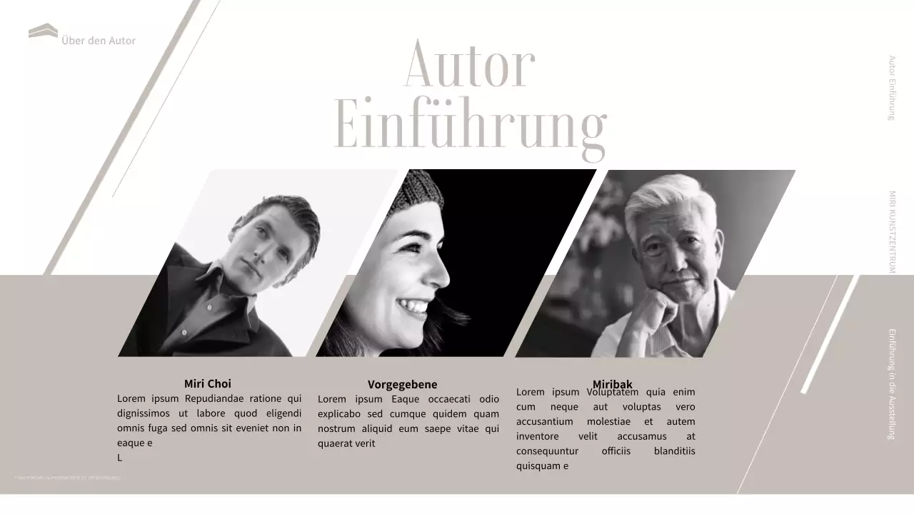 Eine Einführung in eine luxuriöse schwarz-beige Museumsausstellung