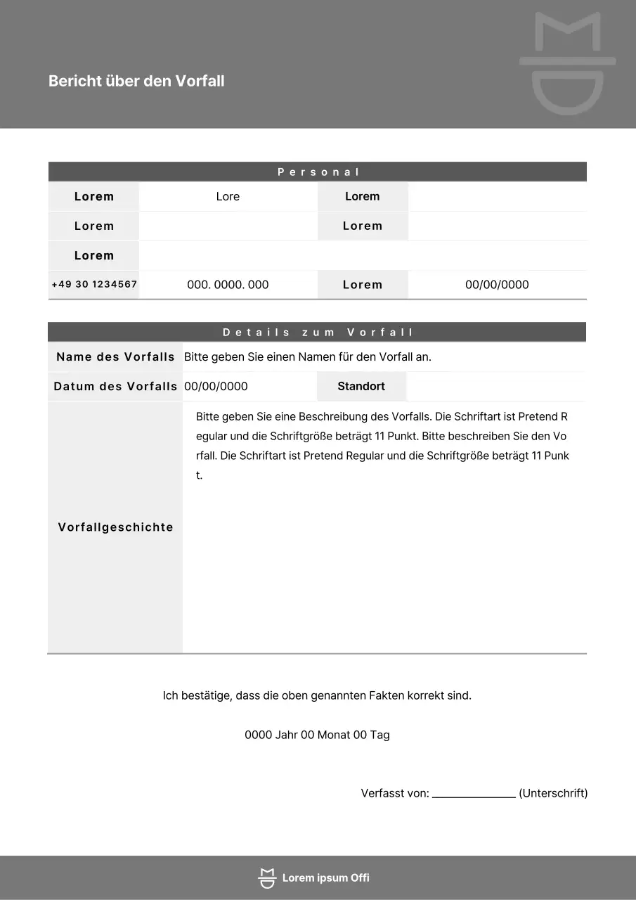 Grauer einfacher Dokumentationsstil für Unfallberichte