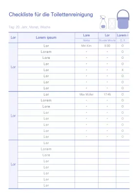 Ultramarine Schriftliche Checkliste für die Toilettenreinigung