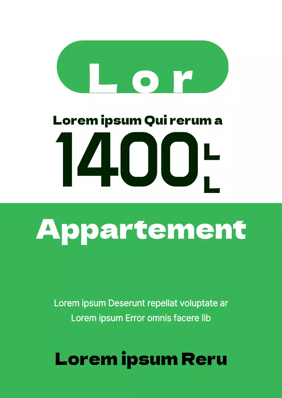 Prospectus simple pour la vente d'un appartement de luxe avec des accents verts