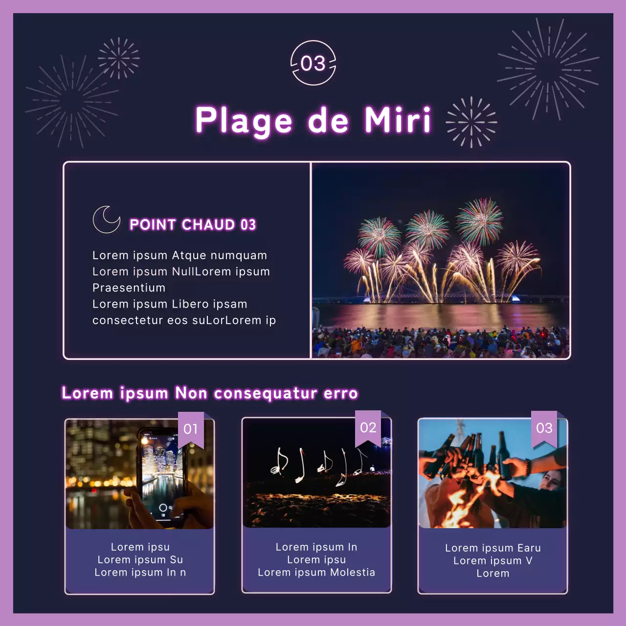 Feu d'artifice en néon violet CardNews