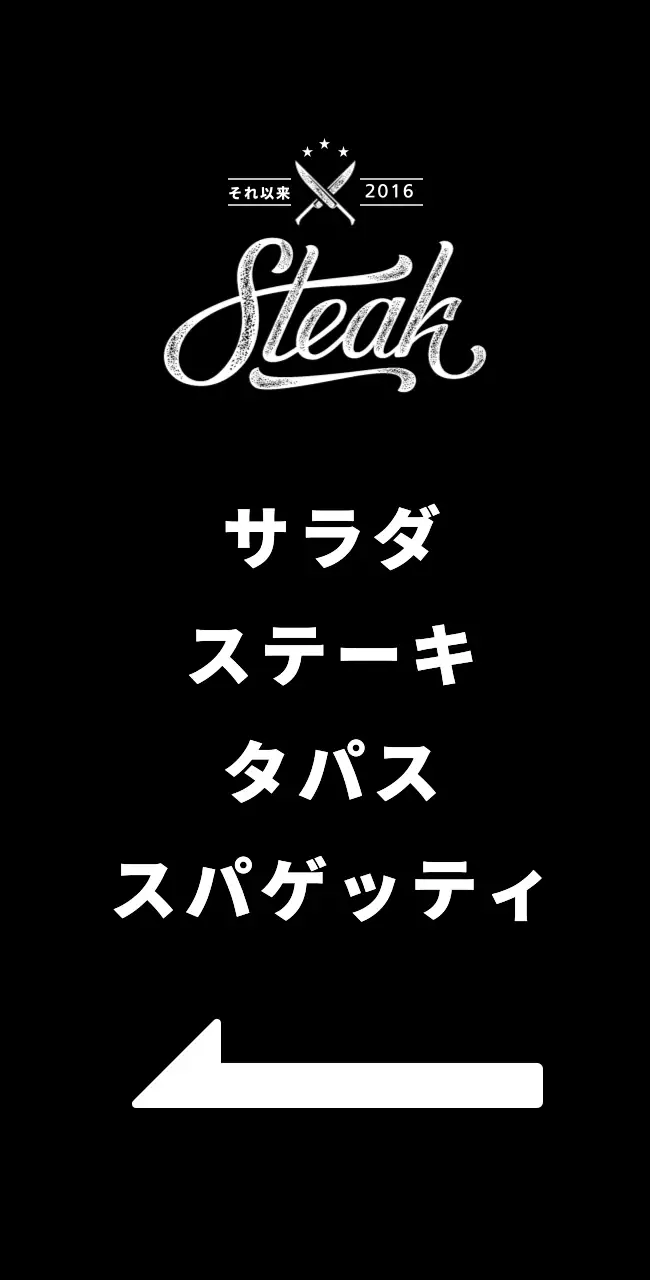 黒い背景にステーキの写真が入ったレストランのバナー