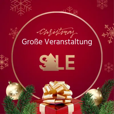 Weihnachtsverkaufsthema mit rot-goldener, luxuriöser und festlicher Atmosphäre