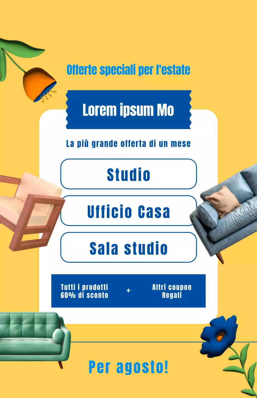 Promuovere una vendita di mobili con uno sfondo giallo