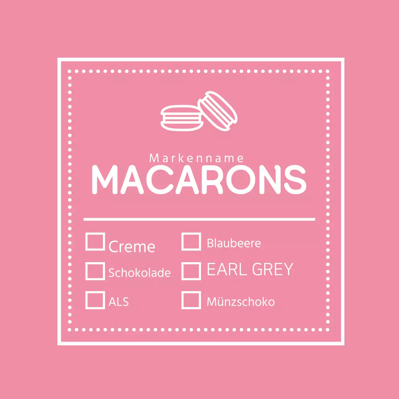 Macaron-Menü-Kontrolletikett