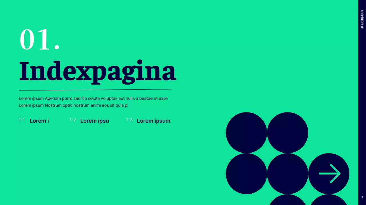 Eenvoudig prestatierapport voor de eerste helft met marineblauwe en groene cirkels