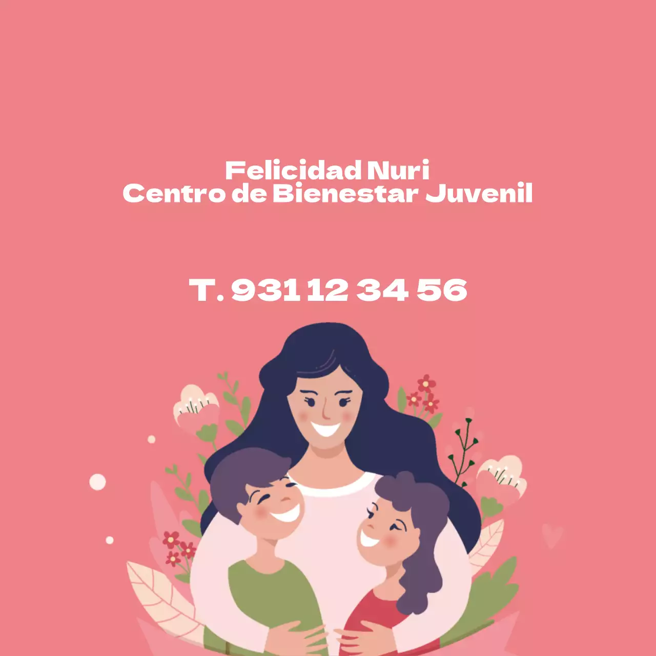 Ilustración rosa para promocionar un centro de bienestar juvenil