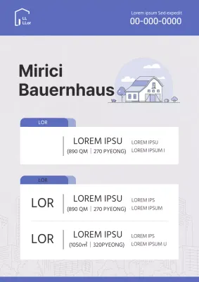 Einfache Illustration in Blautönen für ein Dokument zur Auflistung einer Immobilientransaktion.