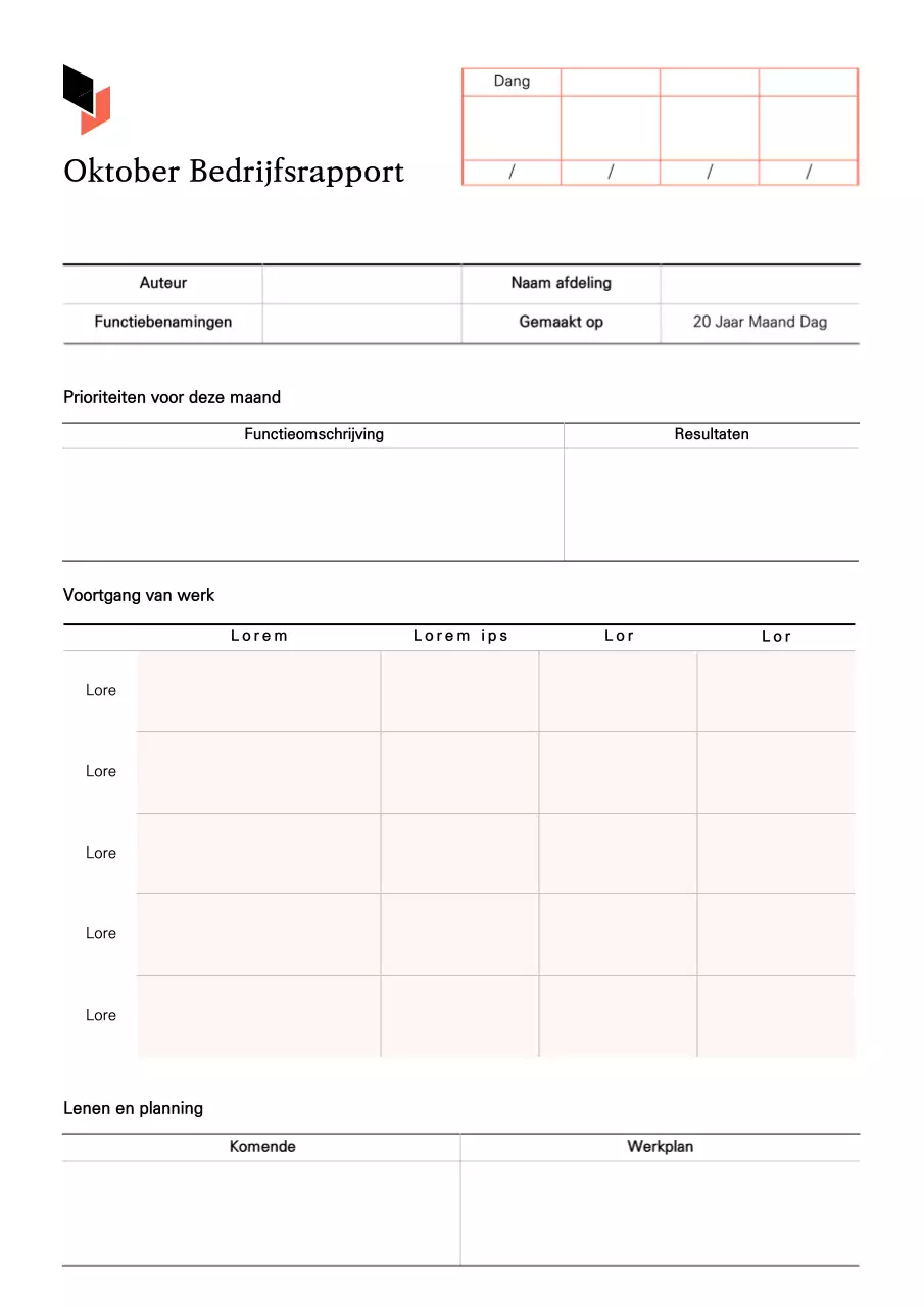 Schone maandelijkse werkrapporten in wit en beige