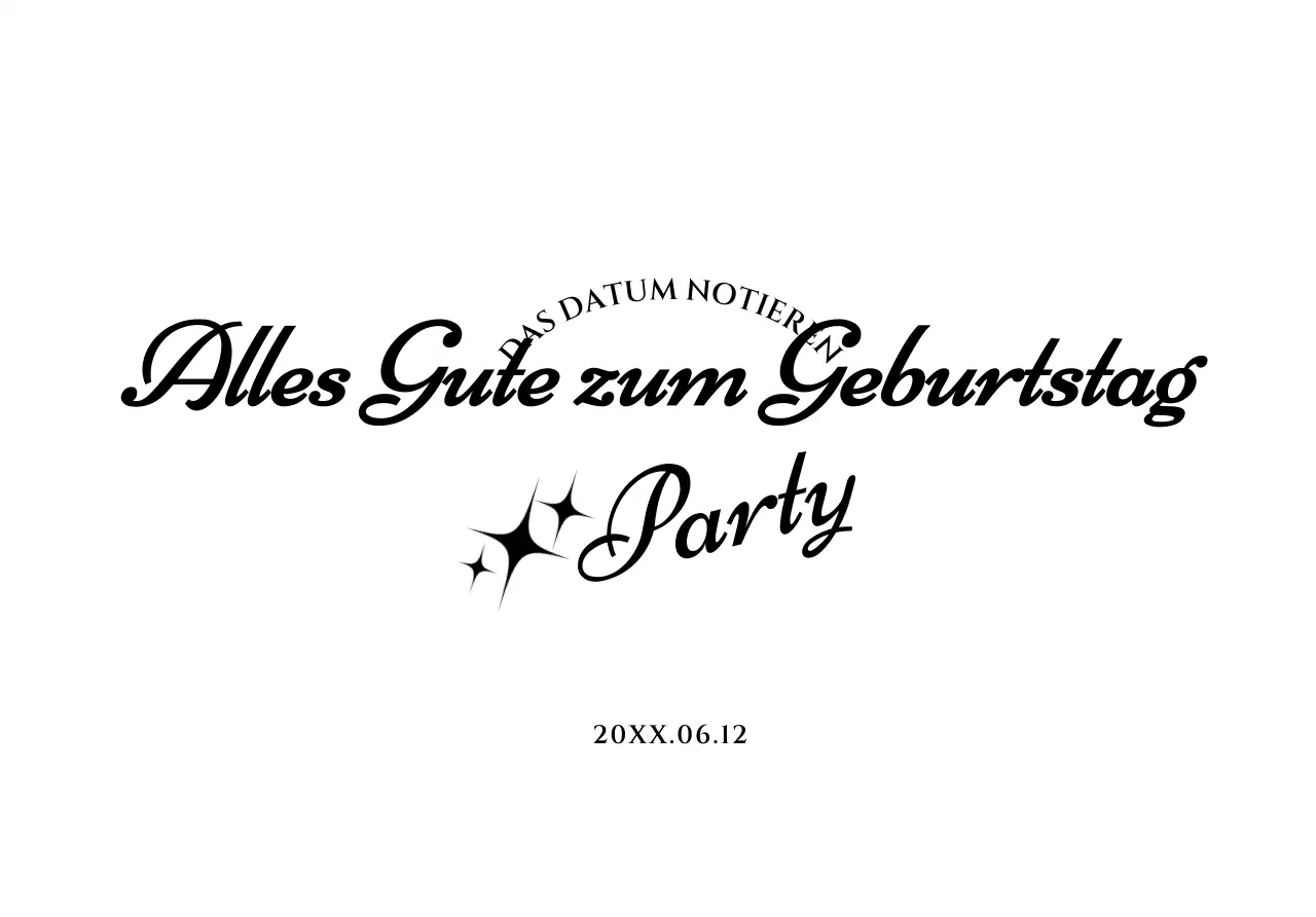 Einfache Geburtstagspostkarte Umschlag mit schwarzem Text und Stern Illustration