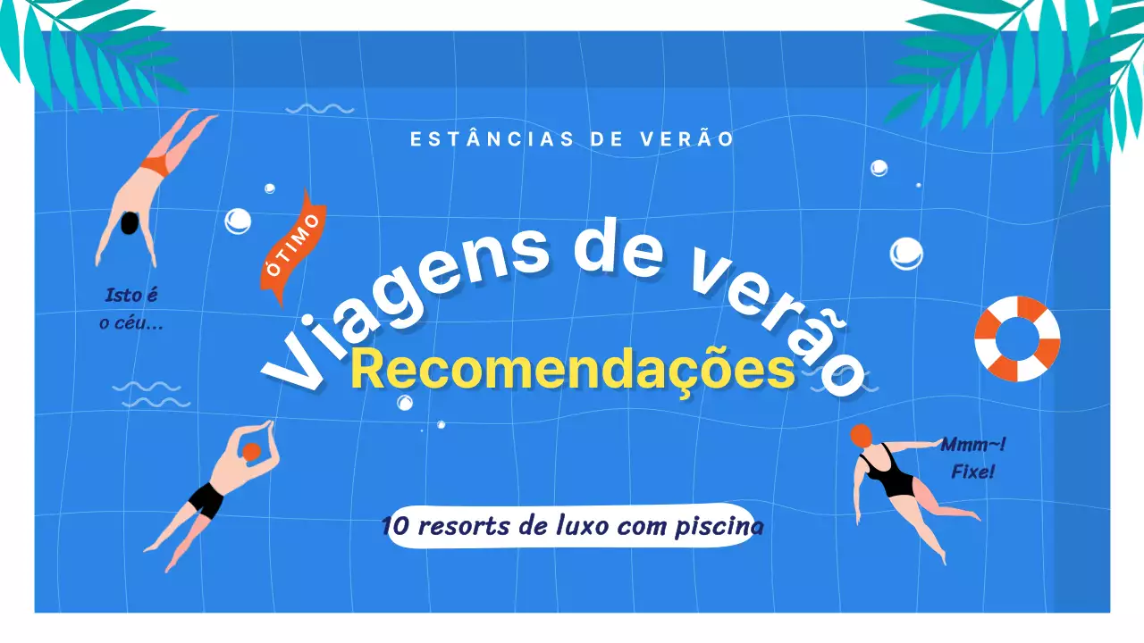 Miniatura do YouTube de uma escapadela de verão com um conceito de ilustração de piscina