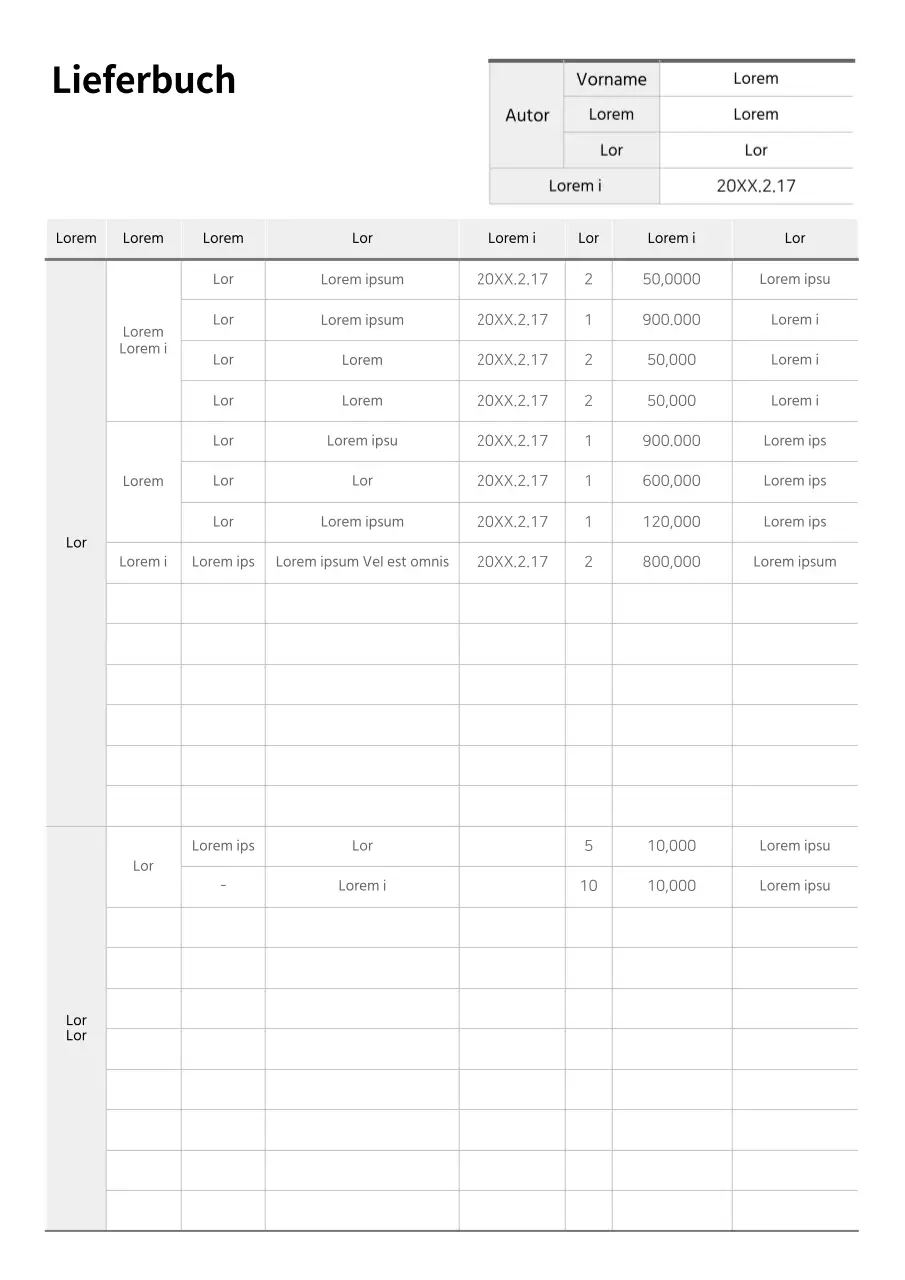 Grundlegende einfache Formatierung des Bestandsverzeichnisses