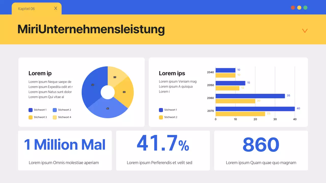 Ein einfacher blauer und gelber Firmenbriefkopf