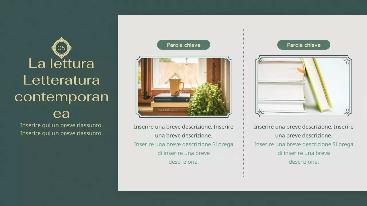 Atmosfera verde e rilassante Corso di letteratura moderna