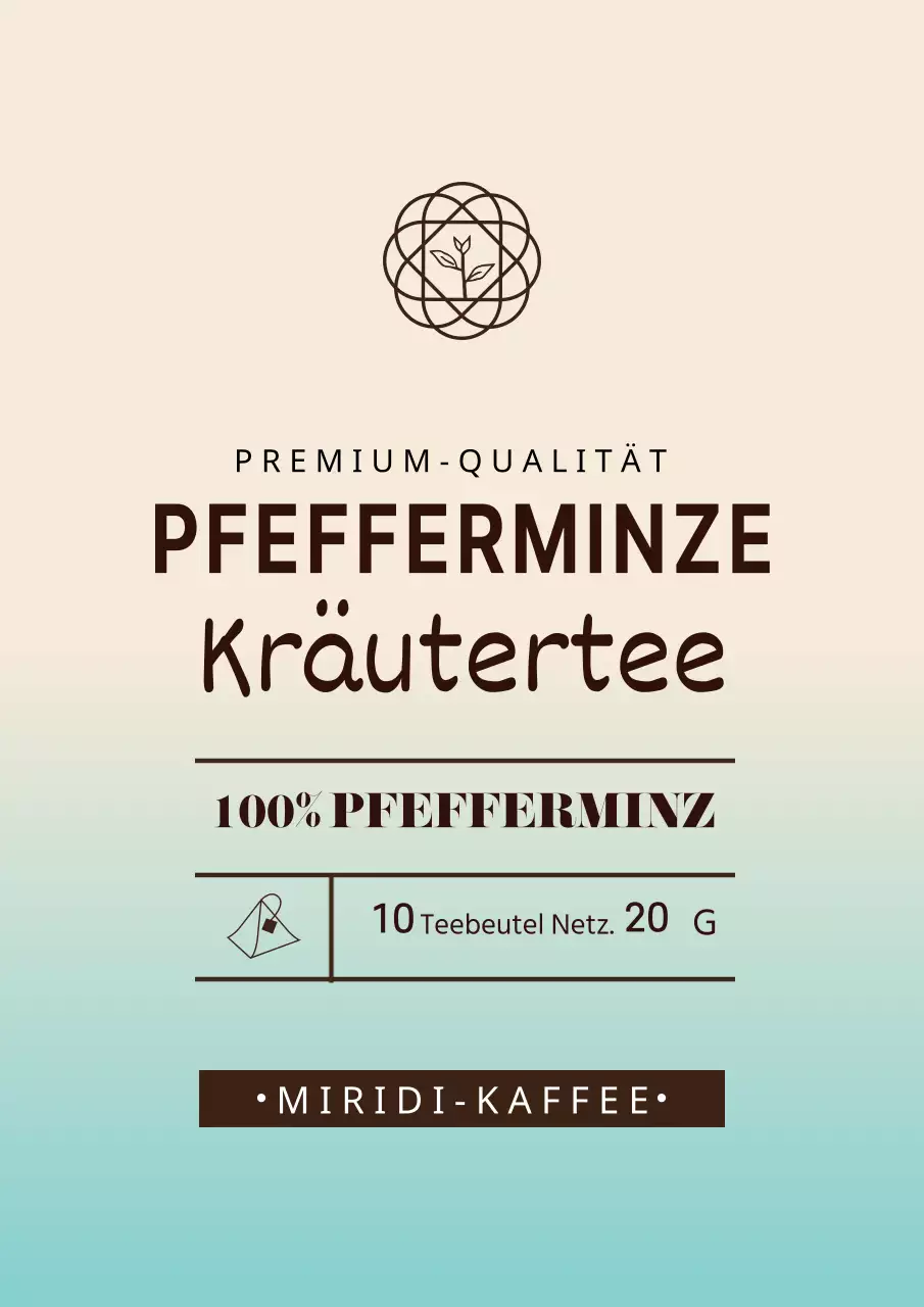 Einfaches Pfefferminztee-Etikettendesign in einem hellblauen Elfenbeinfarbton