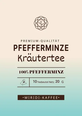 Einfaches Pfefferminztee-Etikettendesign in einem hellblauen Elfenbeinfarbton