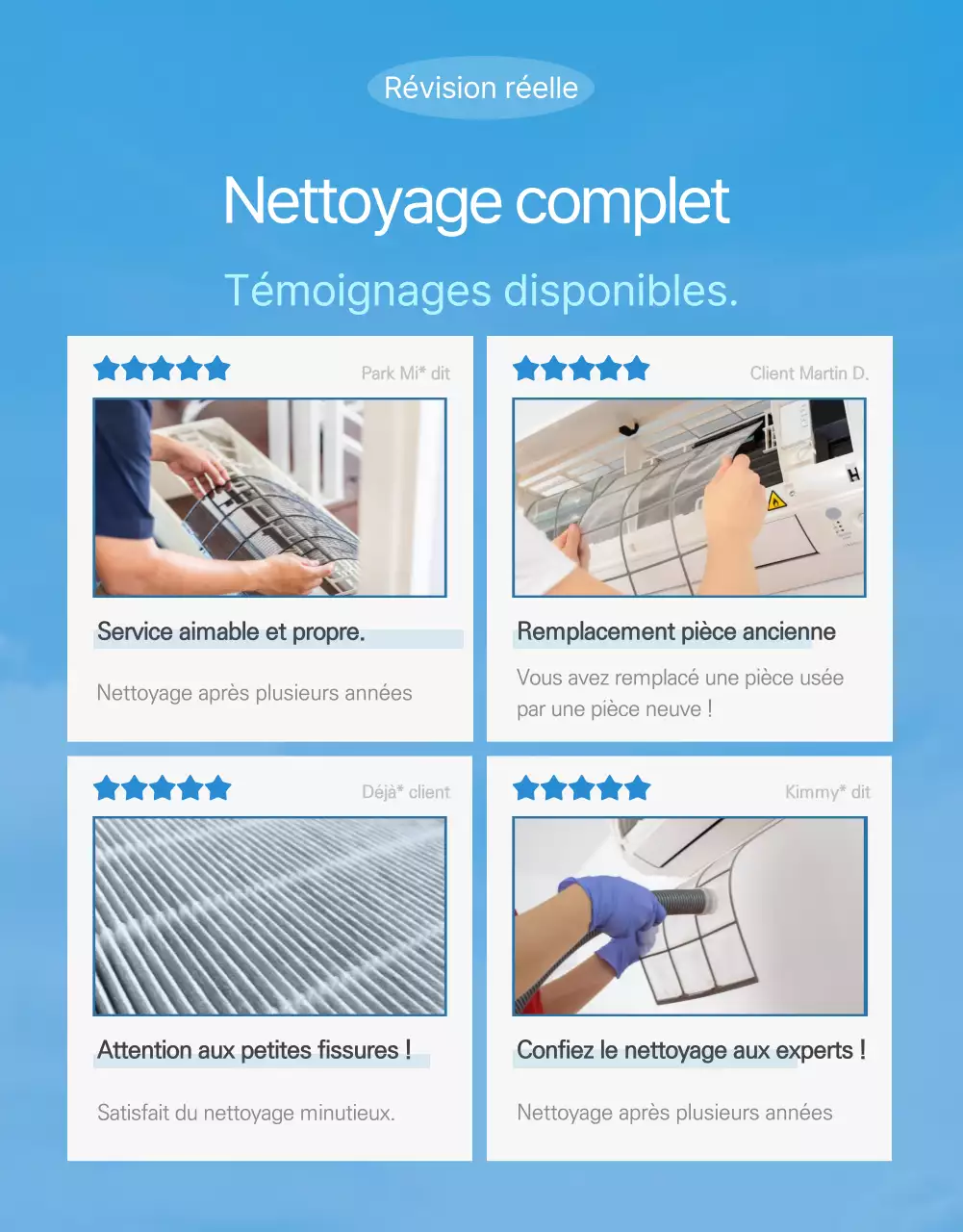 Promouvoir le nettoyage de l'air conditionné bleu ciel