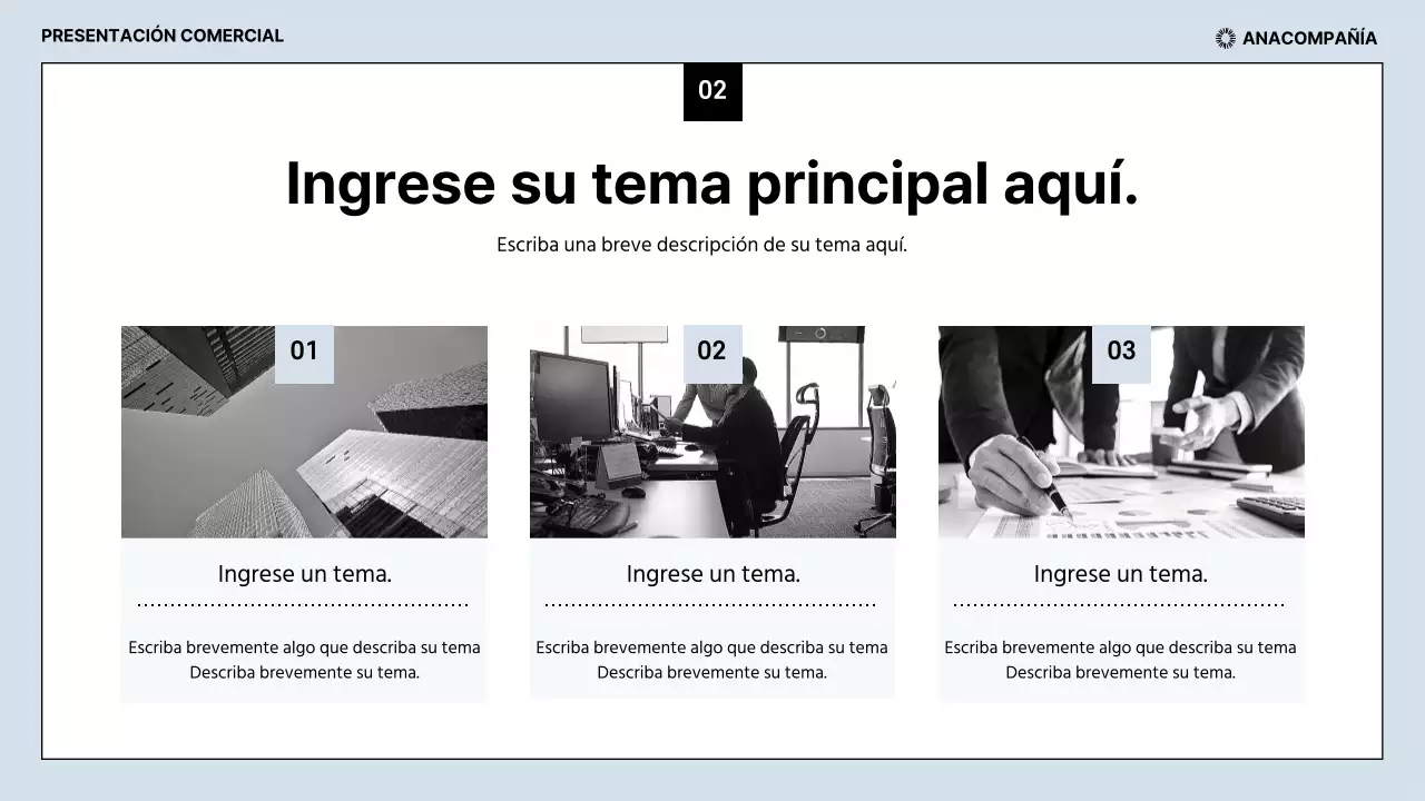 Informes empresariales limpios en azul claro y negro