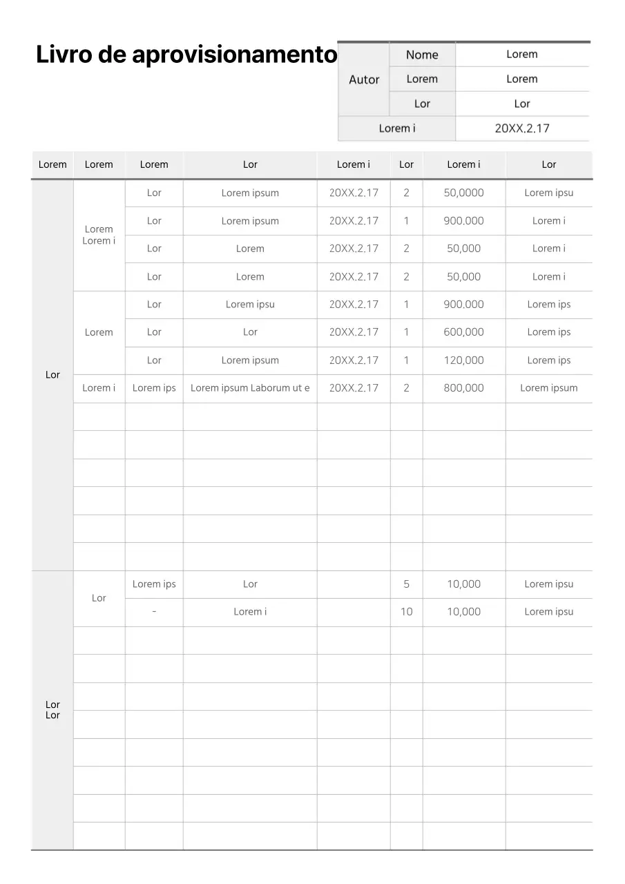 Formatação básica de documentos de inventário simples