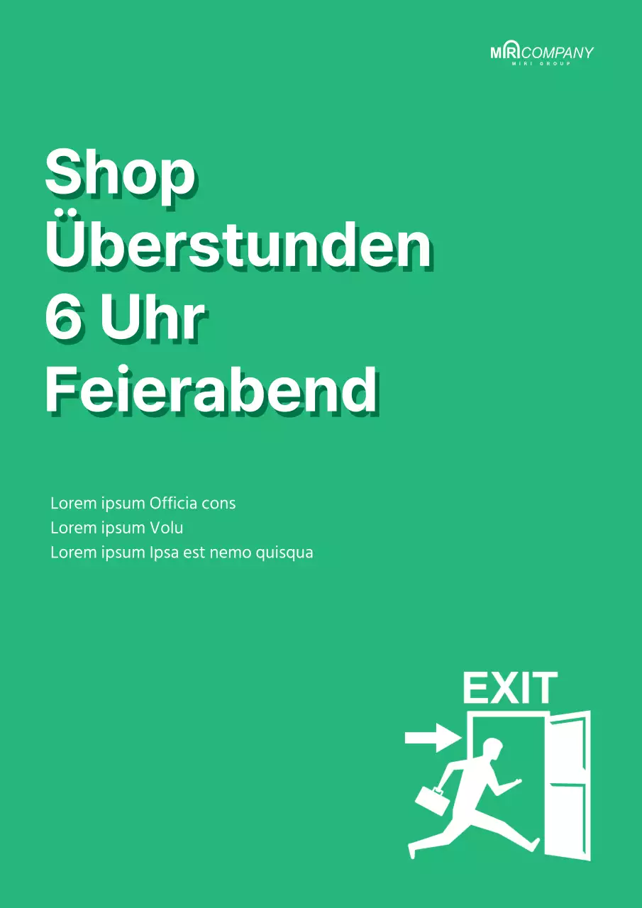 Ein einfaches Plakat zur Unternehmenskultur in kühlen Grüntönen