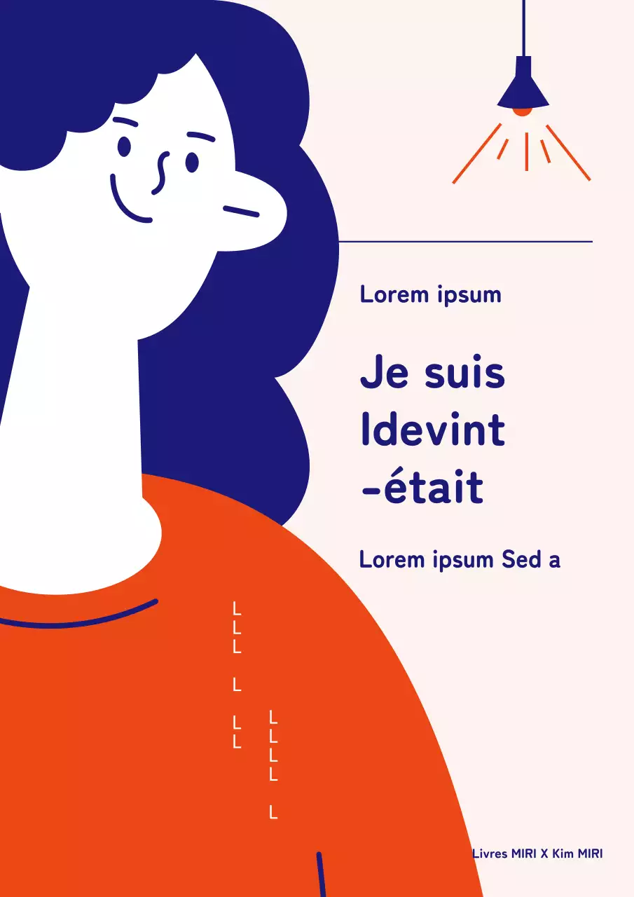 Employé de bureau minimaliste quittant la couverture d'un livre en orange et bleu marine