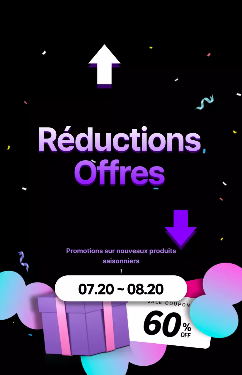 Une vente prête à faire la fête en violet et noir