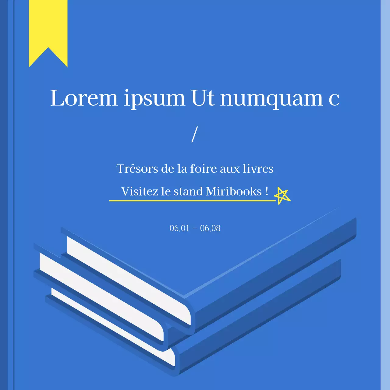 Un guide pour une foire du livre simple en bleu et blanc