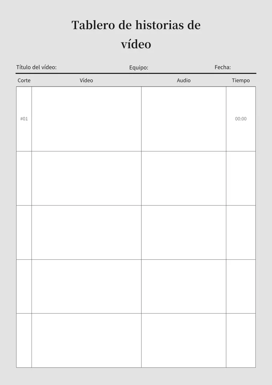 Storyboard del vídeo de Grey's Simple