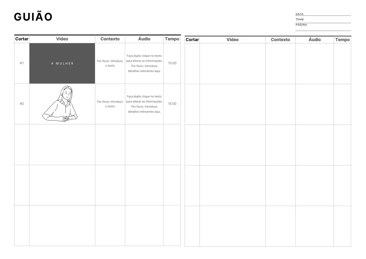 Documentação simples de storyboard de quadro branco