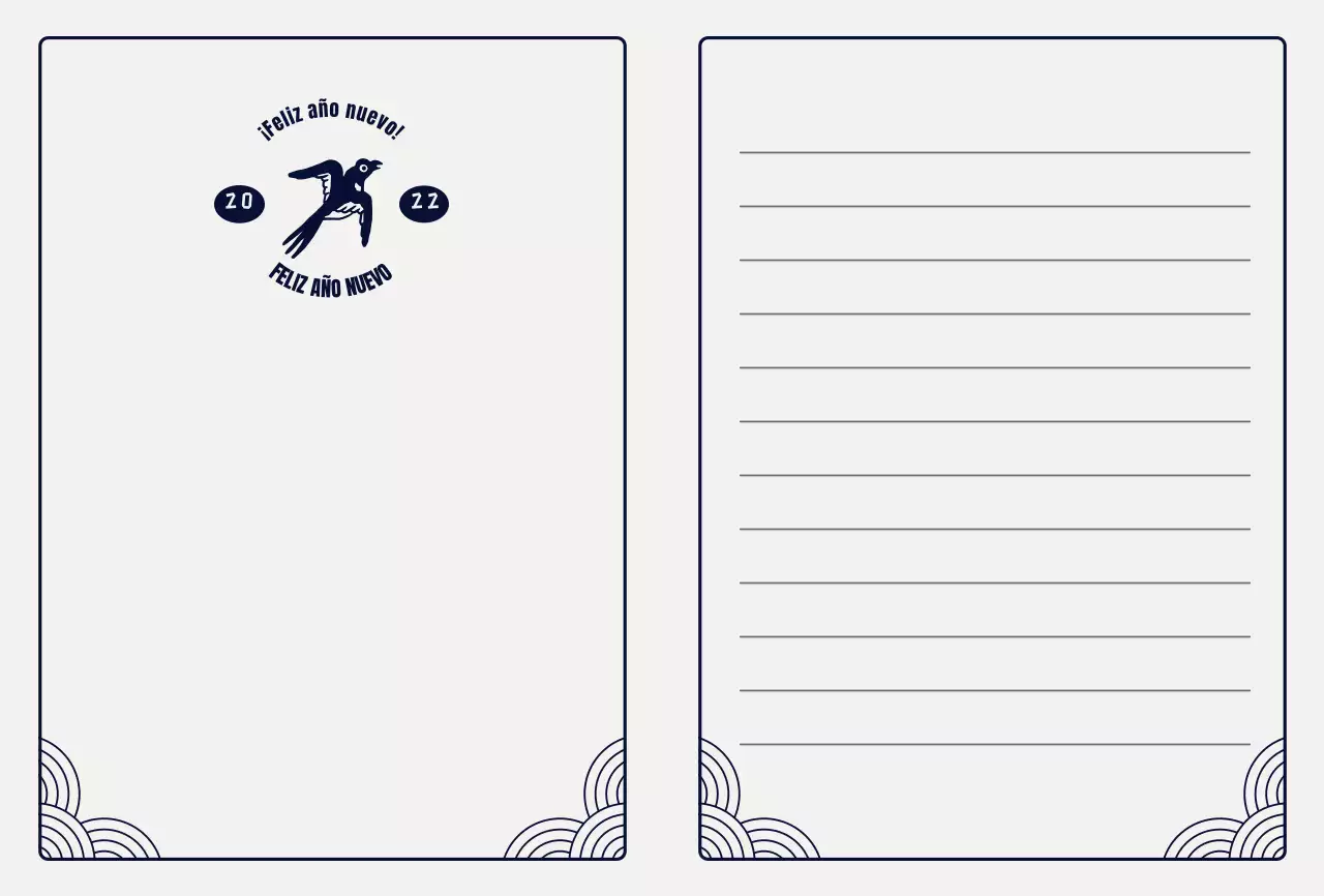 Tarjeta de Año Nuevo con una atrevida ilustración de un tigre en gris y negro