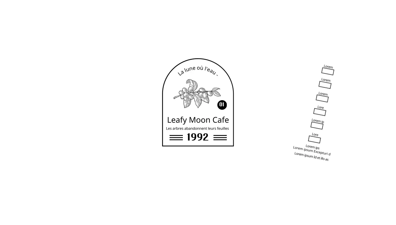 Promouvoir et informer votre café avec un logo épuré en noir et blanc.