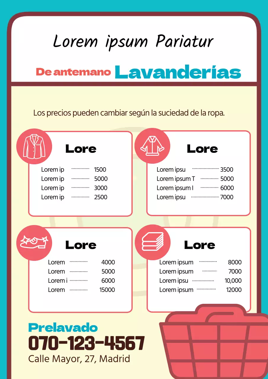 Letra azul rosa Icono resaltado Promocione su tintorería