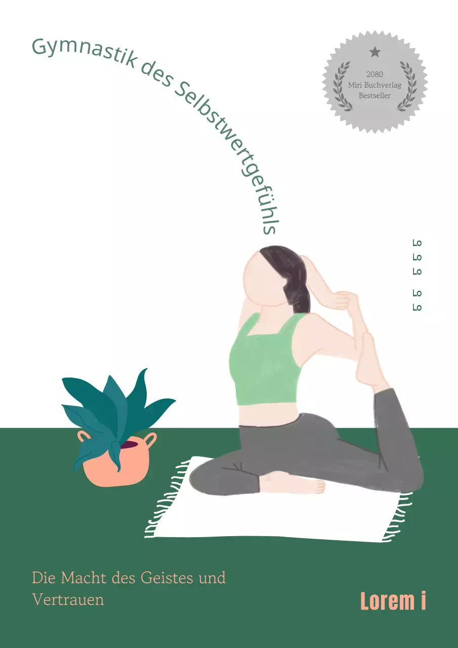 Minimalistische Selbstwertgefühl Gymnastik Buchdeckel in grün und weiß