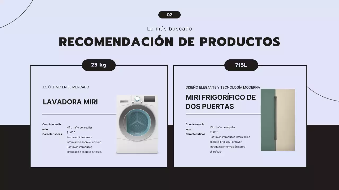 Limpia y moderna propuesta de servicio de alquiler de electrodomésticos con fondo malva